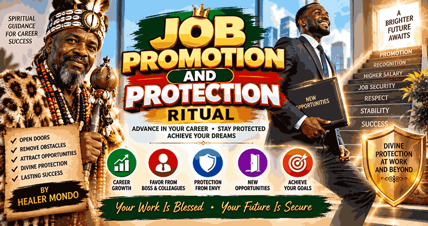 Job promotion and protection ritual – career success and workplace protection by Healer Jaaja Mondo